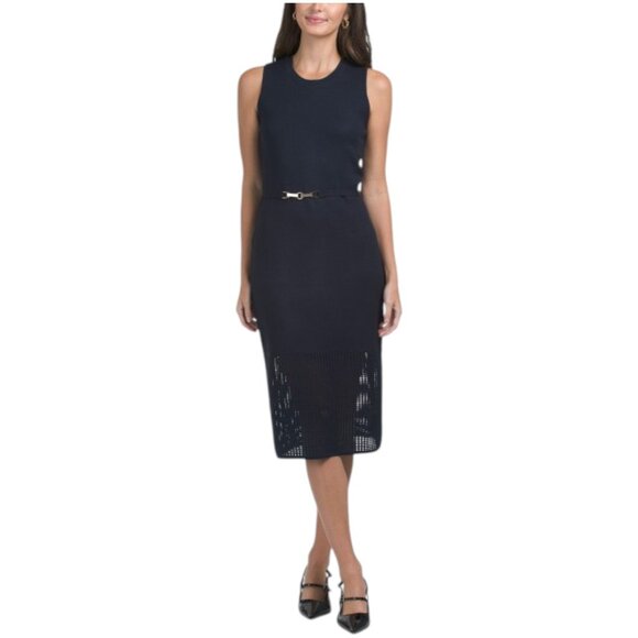 Elie Tahari Dresses & Skirts - ELIE TAHARI Sleeveless Crew Neck Column Pointelle Midi Dress